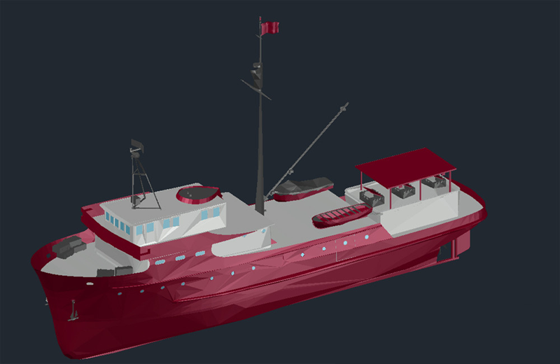دانلود فایل اتوکد قایق سه‌بعدی dwg در اتوکد