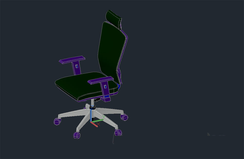 دانلود فایل اتوکد صندلی اداری چرخشی سه‌بعدی dwg در اتوکد