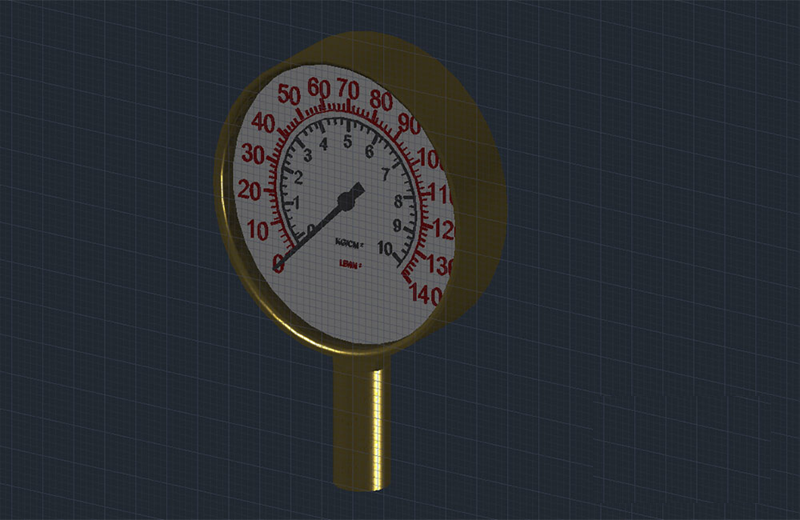 دانلود فایل اتوکد گیج فشار سه‌بعدی dwg در اتوکد