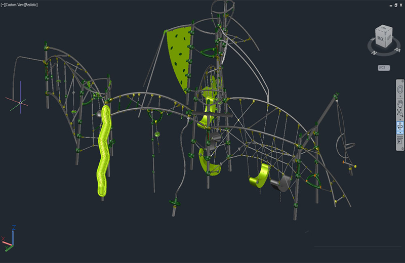 دانلود فایل اتوکد سکوی بازی کودکان 2 سه‌بعدی dwg در اتوکد