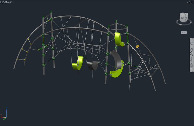 دانلود فایل اتوکد سکوی بازی کودکان سه‌بعدی dwg در اتوکد