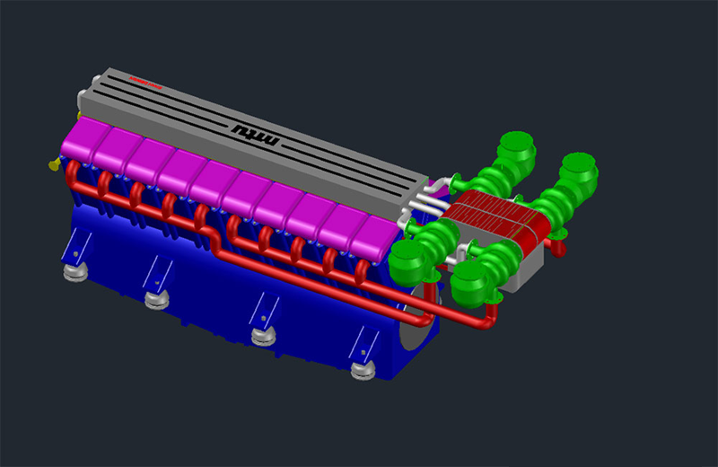 دانلود فایل اتوکد موتور V20 سه‌بعدی dwg در اتوکد