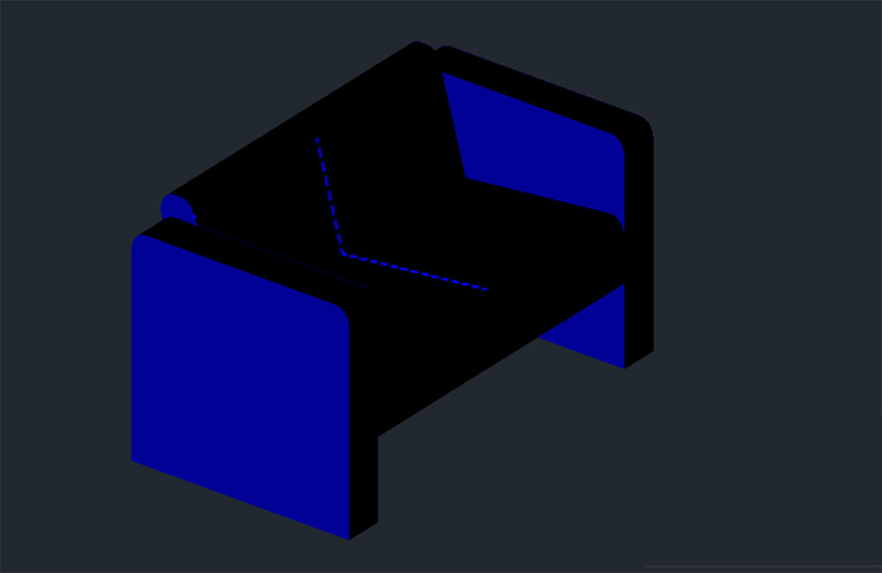دانلود فایل اتوکد صندلی دسته‌دار سه‌بعدی dwg در اتوکد