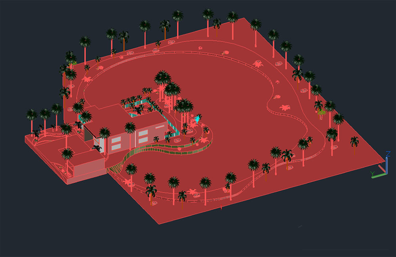 دانلود فایل اتوکد استخر شنا سه‌بعدی dwg در اتوکد