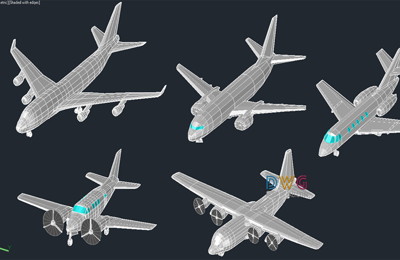 دانلود فایل اتوکد هواپیماهای سه‌بعدی dwg در اتوکد