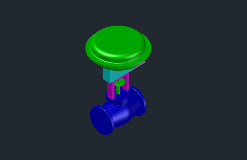 دانلود فایل اتوکد شیر کنترل پنوماتیک سه‌بعدی dwg در اتوکد
