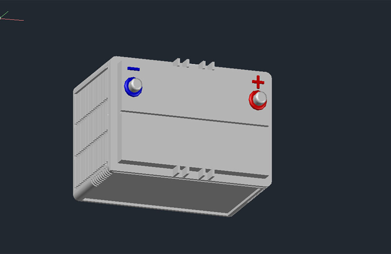 دانلود فایل اتوکد باتری خودرو سه‌بعدی dwg در اتوکد