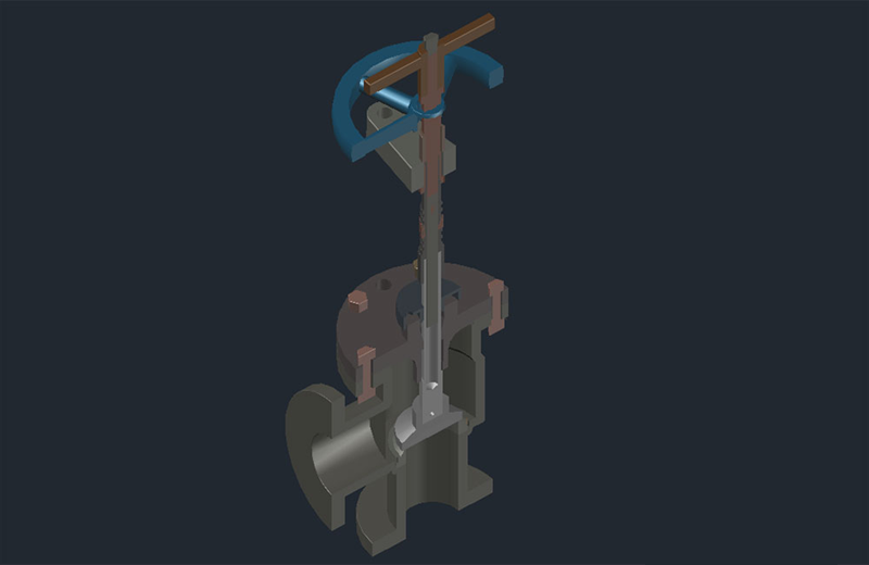 دانلود فایل اتوکد شیر توقف پنوماتیک سه‌بعدی dwg در اتوکد