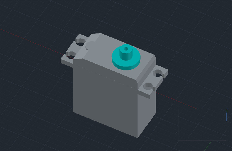 دانلود فایل اتوکد موتور سرو RC سه‌بعدی dwg در اتوکد