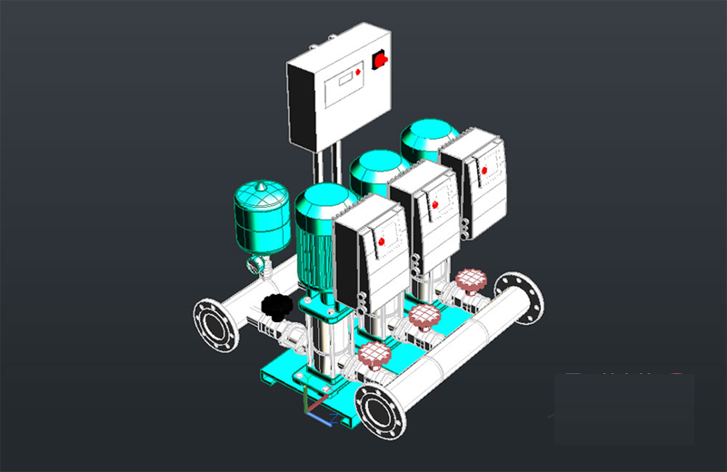 دانلود فایل اتوکد پمپ همزمان سه‌بعدی dwg در اتوکد