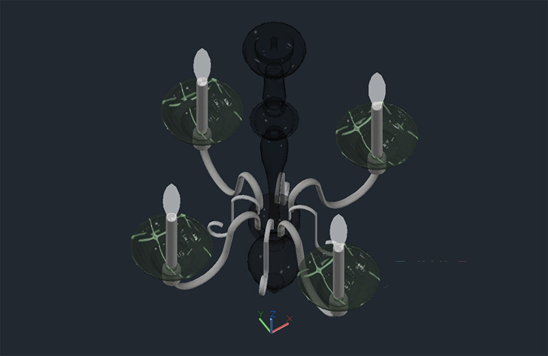 دانلود فایل اتوکد شمعدان سه‌بعدی dwg در اتوکد