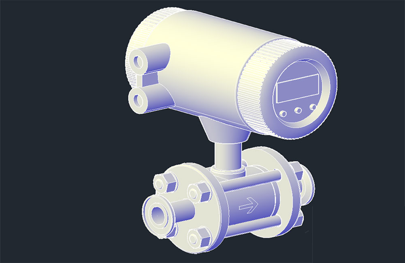 دانلود فایل اتوکد فلومتر پنوماتیک سه‌بعدی dwg در اتوکد