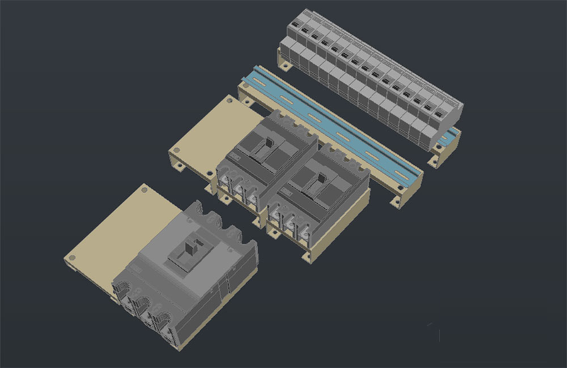 دانلود فایل اتوکد تابلو برق کنترلی سه‌بعدی dwg در اتوکد