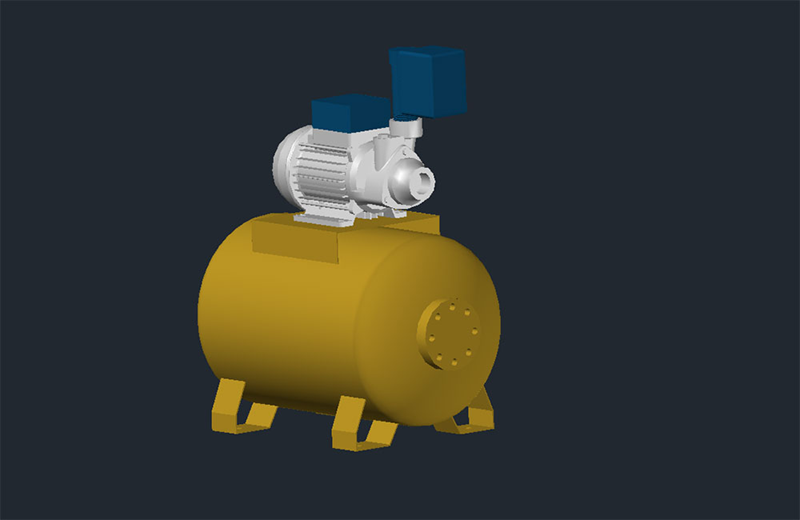 دانلود فایل اتوکد تانک هیدروپنوماتیک سه‌بعدی dwg در اتوکد