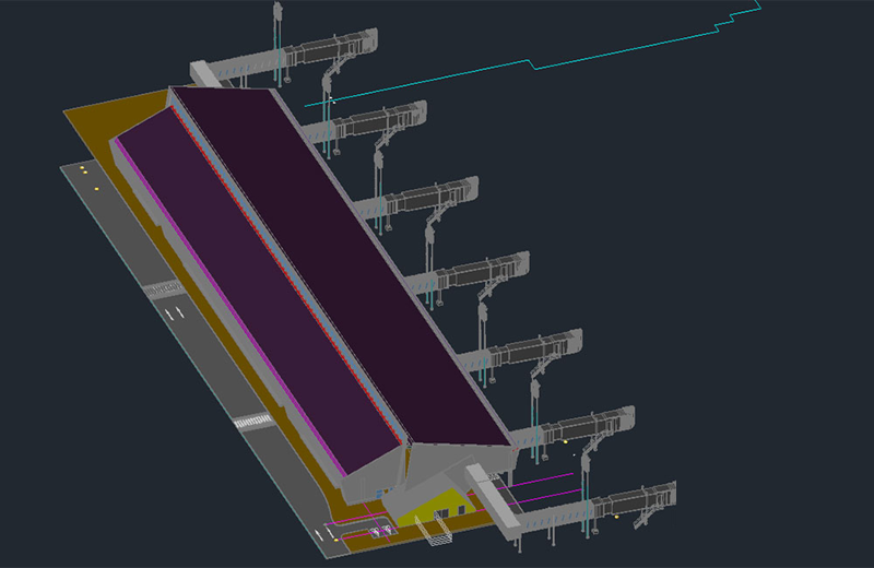 دانلود فایل اتوکد فرودگاه سه‌بعدی dwg در اتوکد