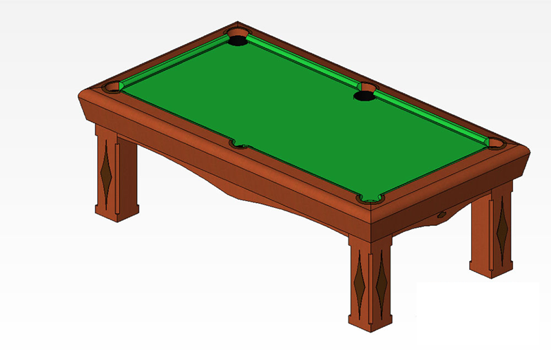 دانلود فایل اتوکد میز بیلیارد سه‌بعدی dwg در اتوکد