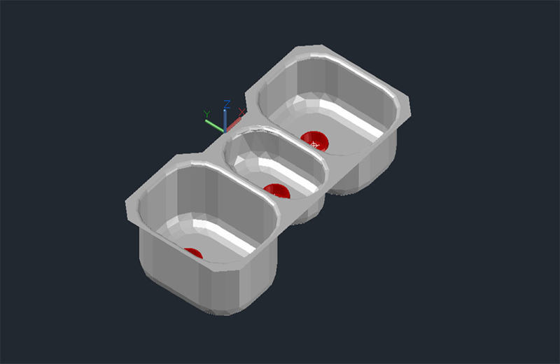 دانلود فایل اتوکد سینک آشپزخانه سه‌بعدی dwg در اتوکد