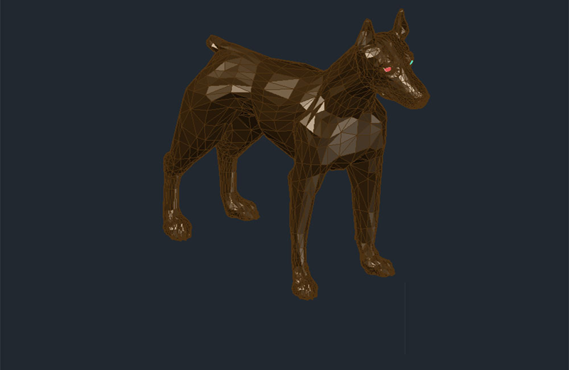 دانلود فایل اتوکد نقشه سه‌بعدی سگ دوبرمن dwg در اتوکد