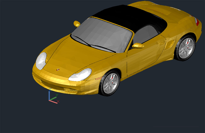 دانلود فایل اتوکد پورشه باکستر سه‌بعدی dwg در اتوکد