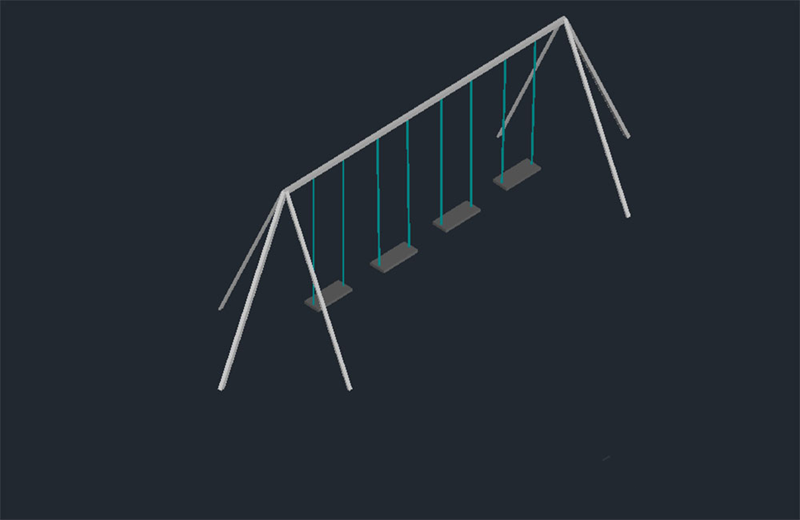 دانلود فایل اتوکد تاب پارک کودکان سه‌بعدی dwg در اتوکد