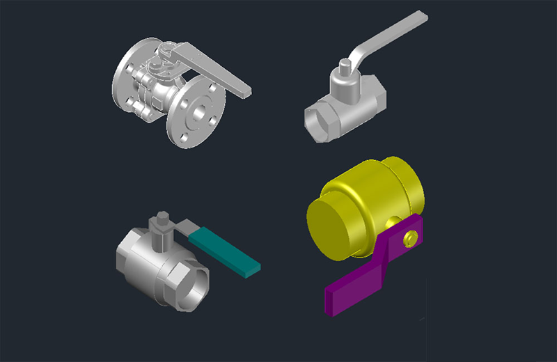 دانلود فایل اتوکد شیر توپى پنوماتیک سه‌بعدی 3D Ball Valve DWG
