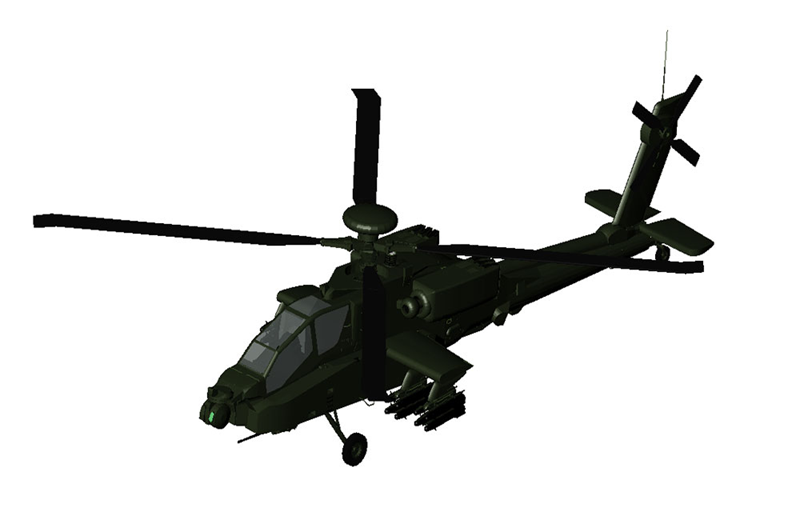 دانلود فایل اتوکد مدل سه‌بعدی هلیکوپتر آپاچی لانگ‌بوی dwg در اتوکد