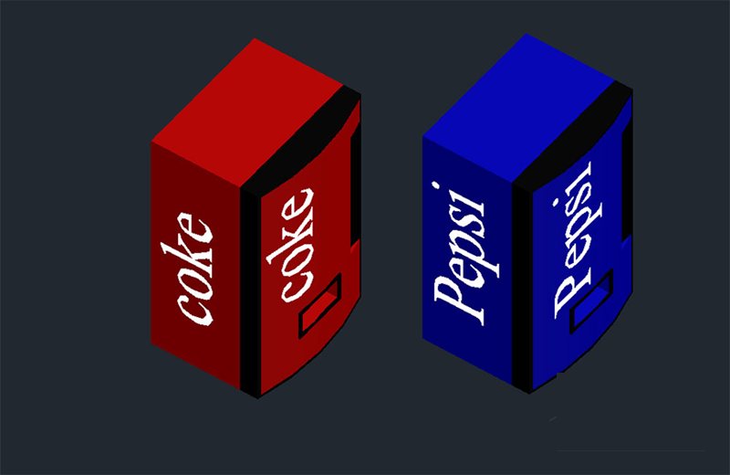 دانلود فایل معماری دستگاه ۳ بعدی نوشابه‌سازی پپسی و کوک با پسوند DWG در اتوکد ✅