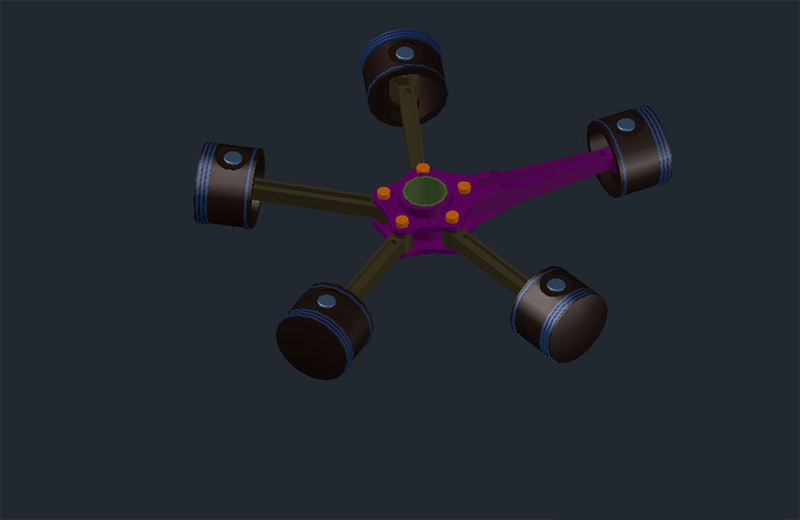  دانلود فایل اتوکد موتور شعاعی سه‌بعدی dwg در اتوکد