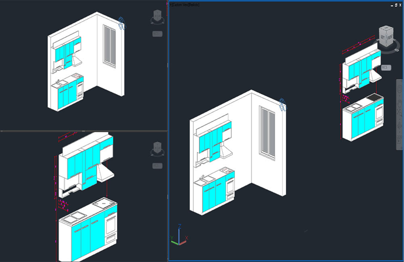  دانلود فایل اتوکد نقشه‌های سه‌بعدی آشپزخانه dwg در اتوکد