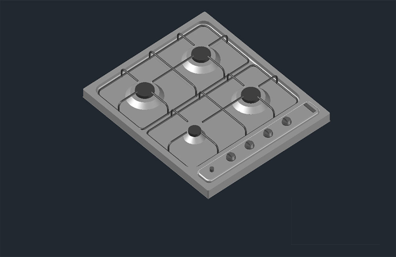  دانلود فایل اتوکد اجاق گاز صفحه‌ای سه‌بعدی dwg در اتوکد