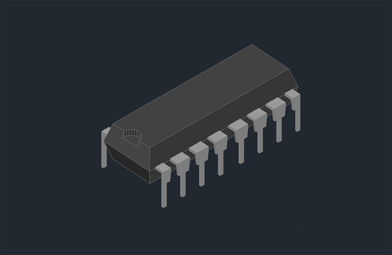 دانلود فایل اتوکد مدل سه‌بعدی چیپ مجتمع dwg در اتوکد