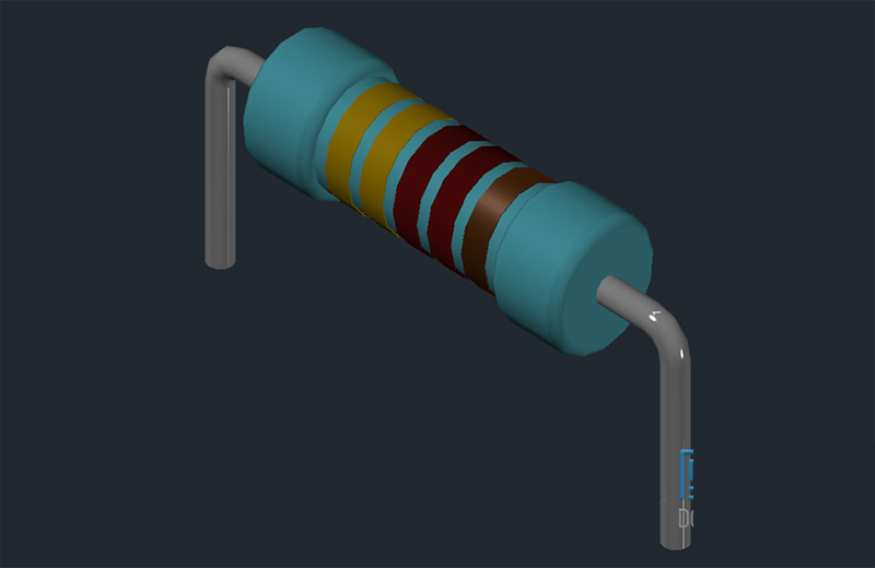  دانلود فایل اتوکد مدل سه‌بعدی مقاومت ۵ بانده dwg در اتوکد