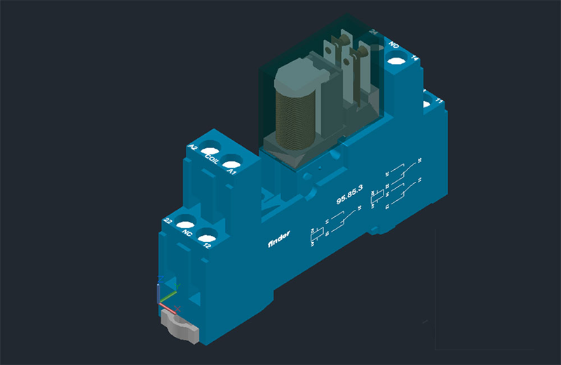  دانلود فایل اتوکد مدل سه‌بعدی رله فایندر dwg در اتوکد
