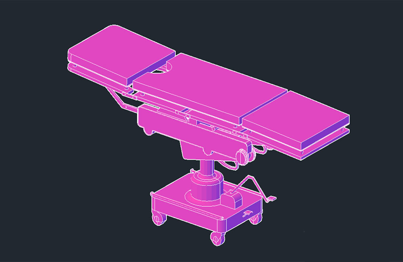  دانلود فایل اتوکد مدل سه‌بعدی تخت پزشکی و برانکارد dwg در اتوکد