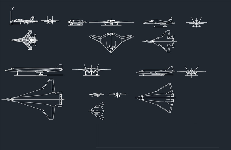 دانلود فایل اتوکد بلوک‌های هواپیماهای نظامی dwg در اتوکد