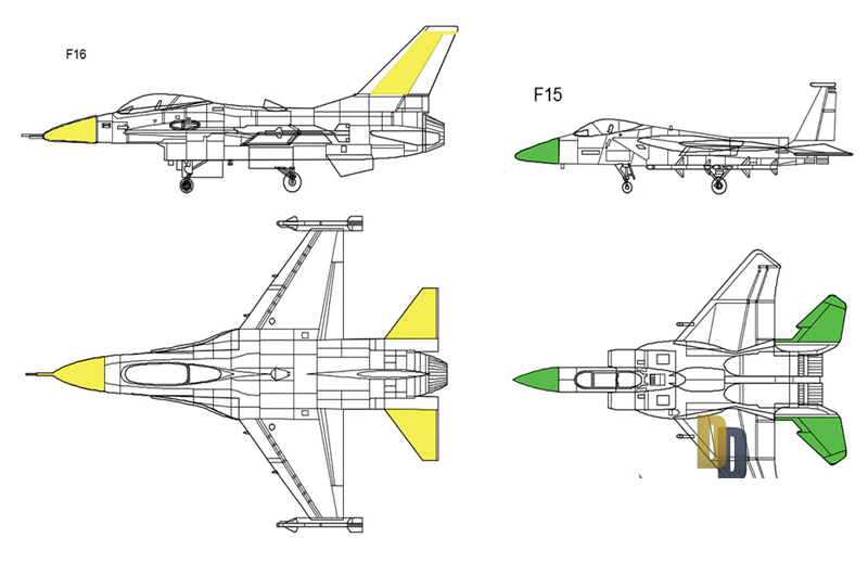 دانلود فایل اتوکد جنگنده‌های F15 و F16 dwg در اتوکد