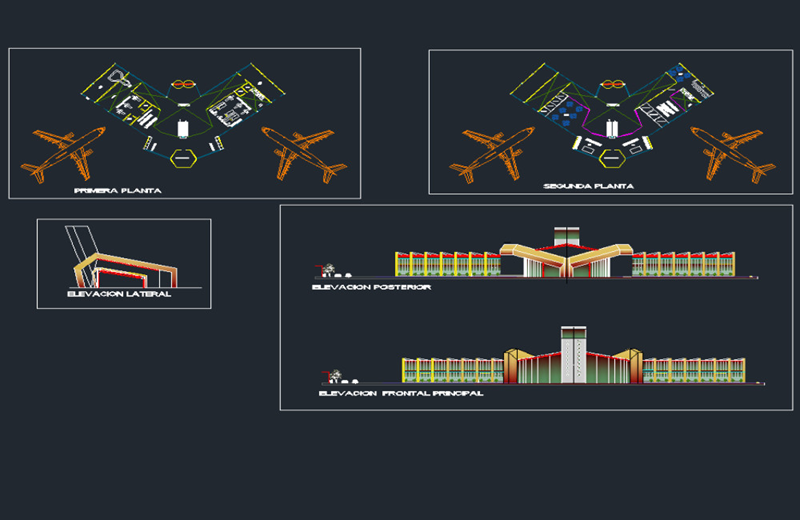دانلود فایل اتوکد ترمینال فرودگاه دو طبقه dwg در اتوکد