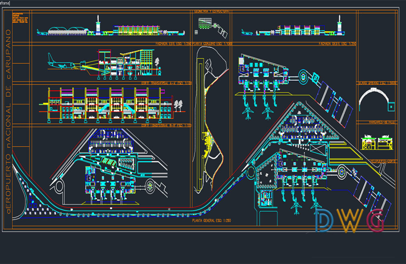 دانلود فایل اتوکد پروژه‌های فرودگاه بین‌المللی dwg در اتوکد