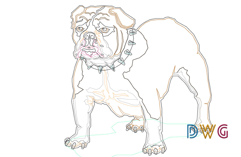دانلود فایل اتوکد نقشه سگ بولداگ dwg در اتوکد