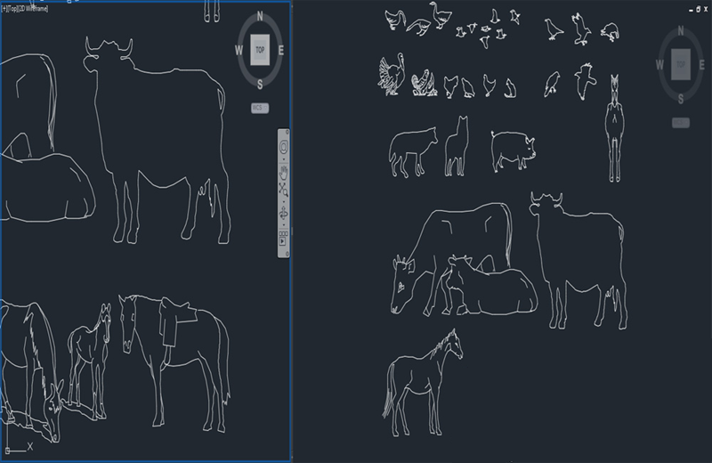 دانلود فایل معماری بلوک‌های حیوانات با پسوند DWG در اتوکد