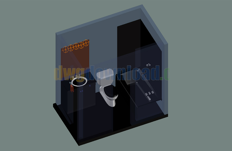 دانلود فایل اتوکد سرویس بهداشتی سه‌بعدی dwg در اتوکد