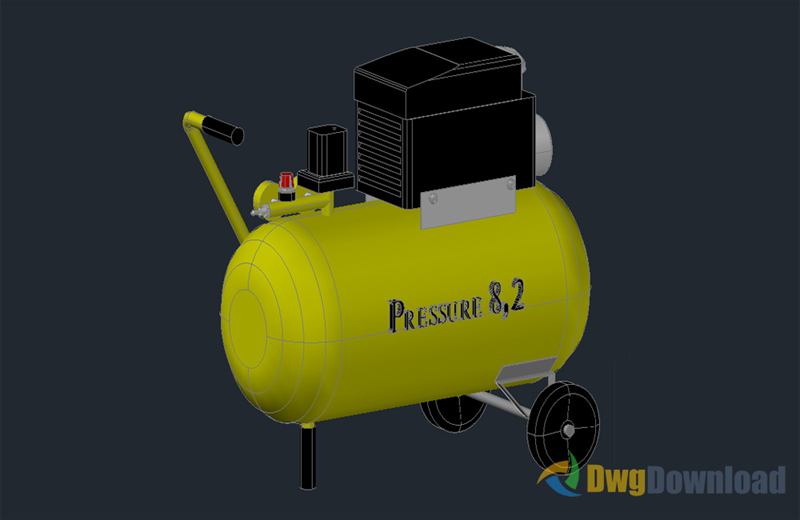 دانلود فایل اتوکد کمپرسور فشار سه‌بعدی dwg در اتوکد