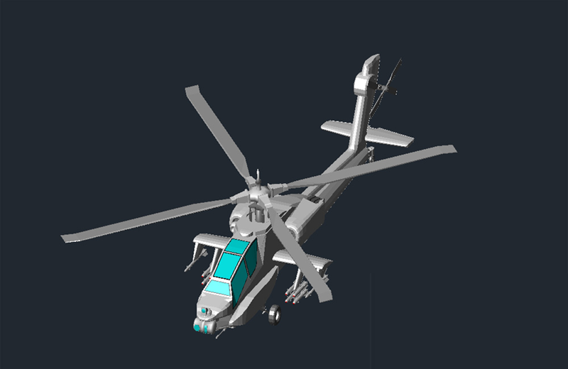 دانلود فایل اتوکد نقشه سه‌بعدی هلیکوپتر dwg در اتوکد